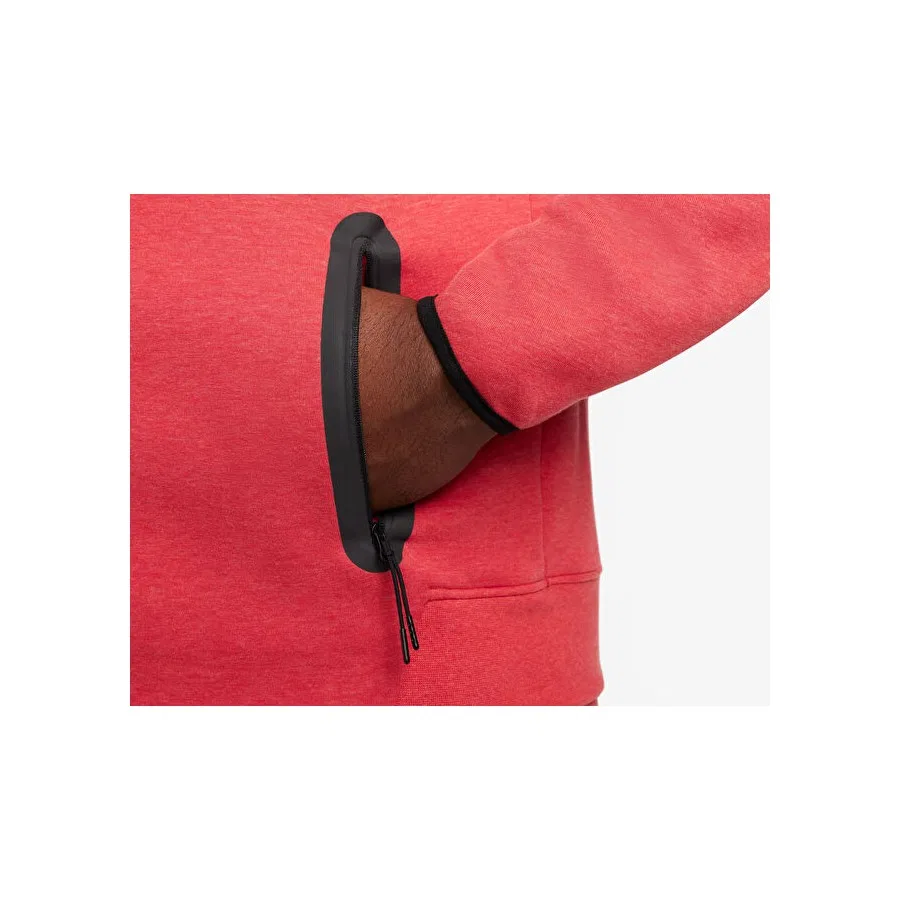 Худи мужское с капюшоном и молнией, флисовое, Nike M Nk Tch Flc Fz Wr Hoodie, Красный — фото 4