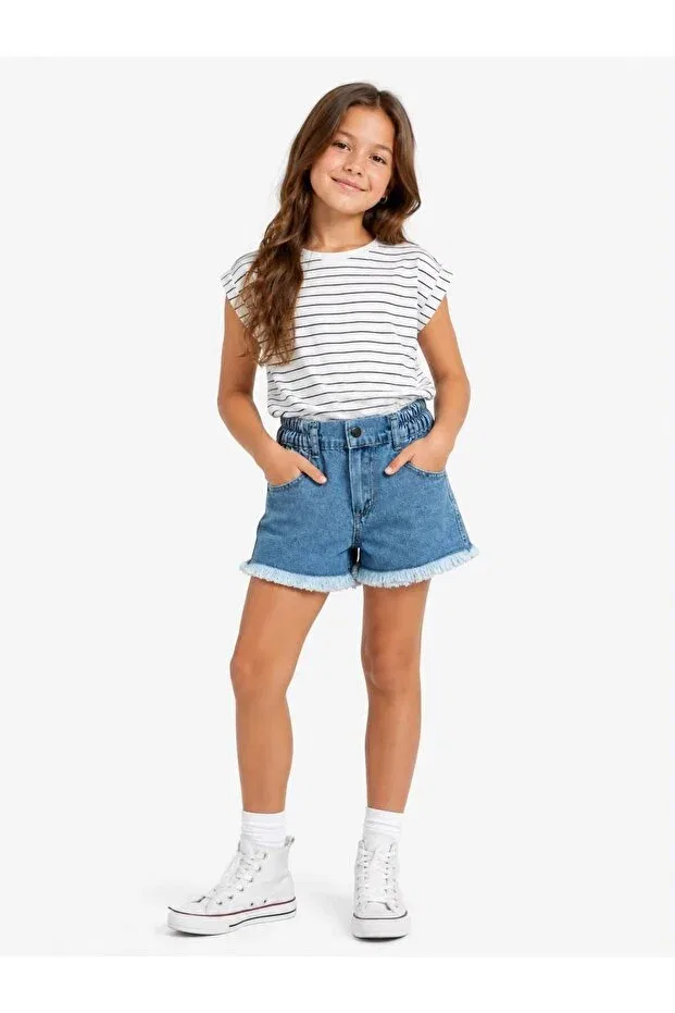 Детские шорты для девочек джинсовые на резинке Wiens Kids, Blue