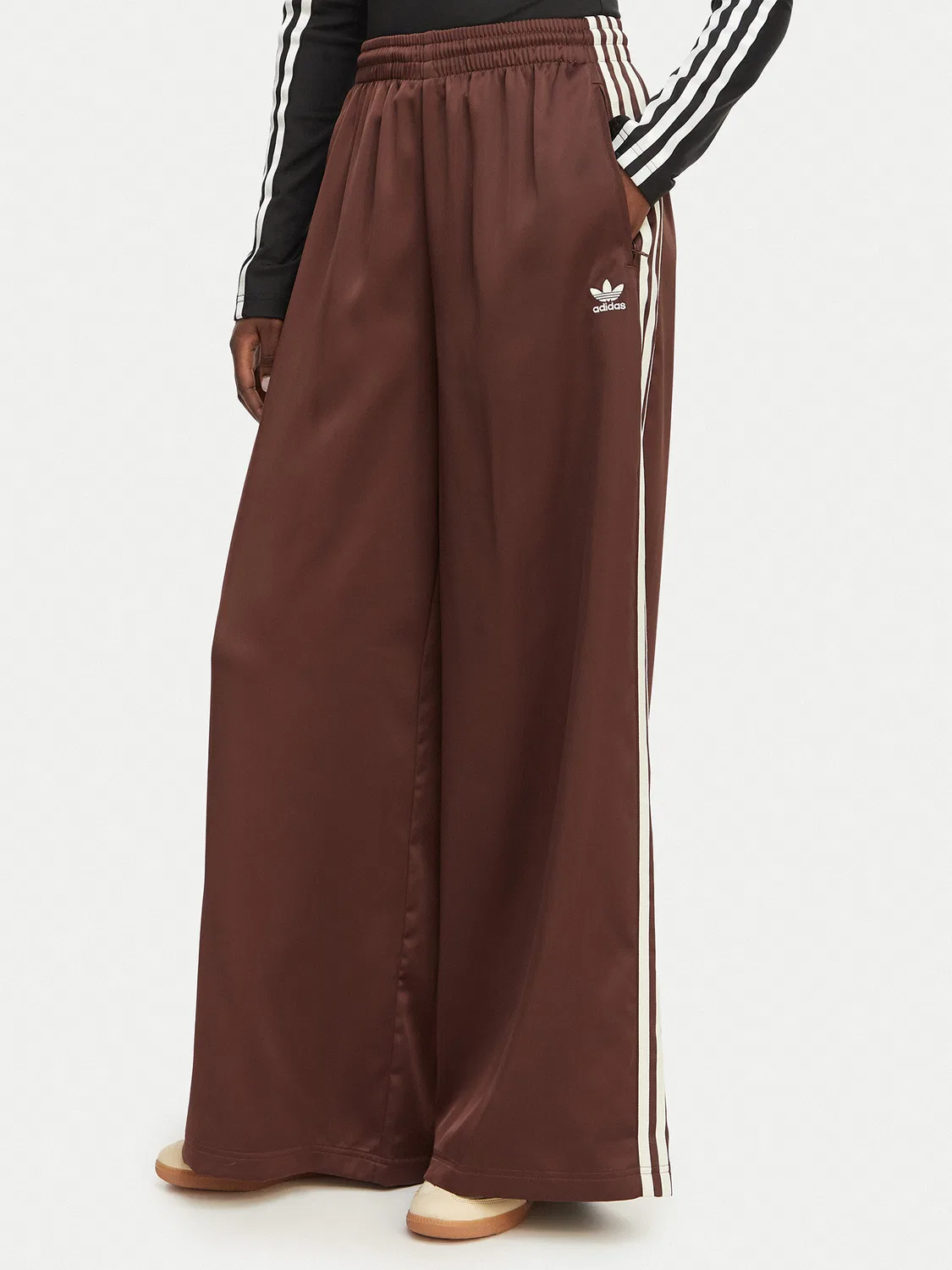 Женские спортивные штаны с широкими штанинами adicolor Satin Adidas, коричневый