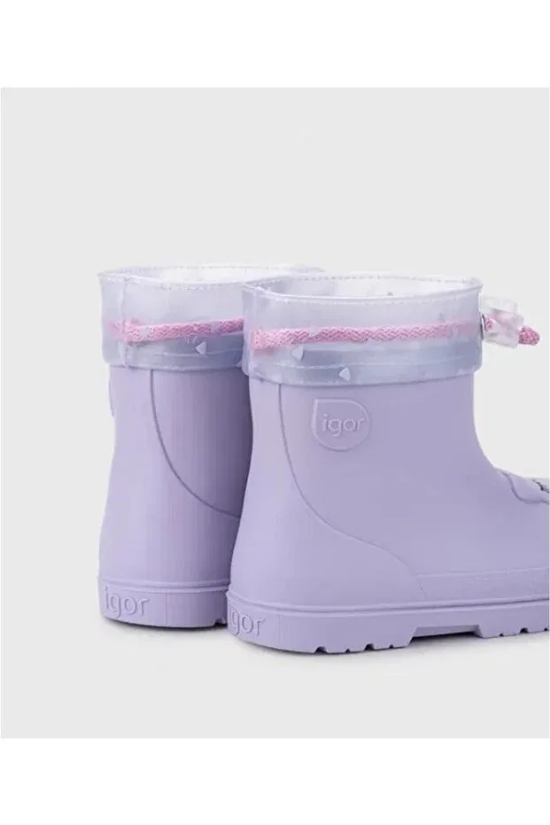 Детские сапоги для девочек водонепроницаемые Mendi gato mauve kids rain boots Igor, Lilac — фото 2