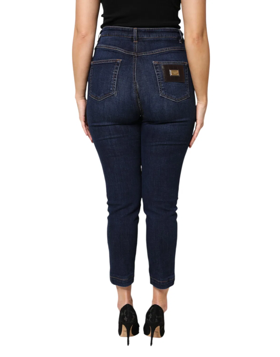 Женские джинсы с высокой посадкой и потертостями High Waist Stretch Jeans Dolce & Gabbana, Blue — фото 4
