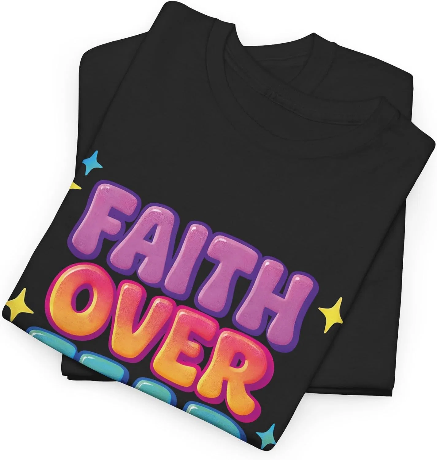 Мужская футболка с принтом Faith Over Fear, чёрный — фото 3
