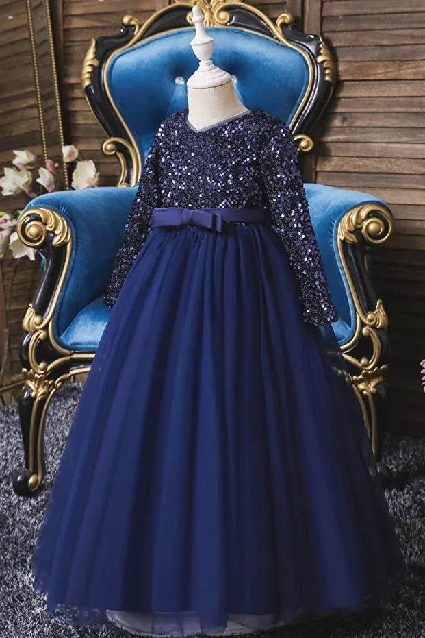 Детское платье для девочек с блестками Lilymoon, Navy Blue — фото 3