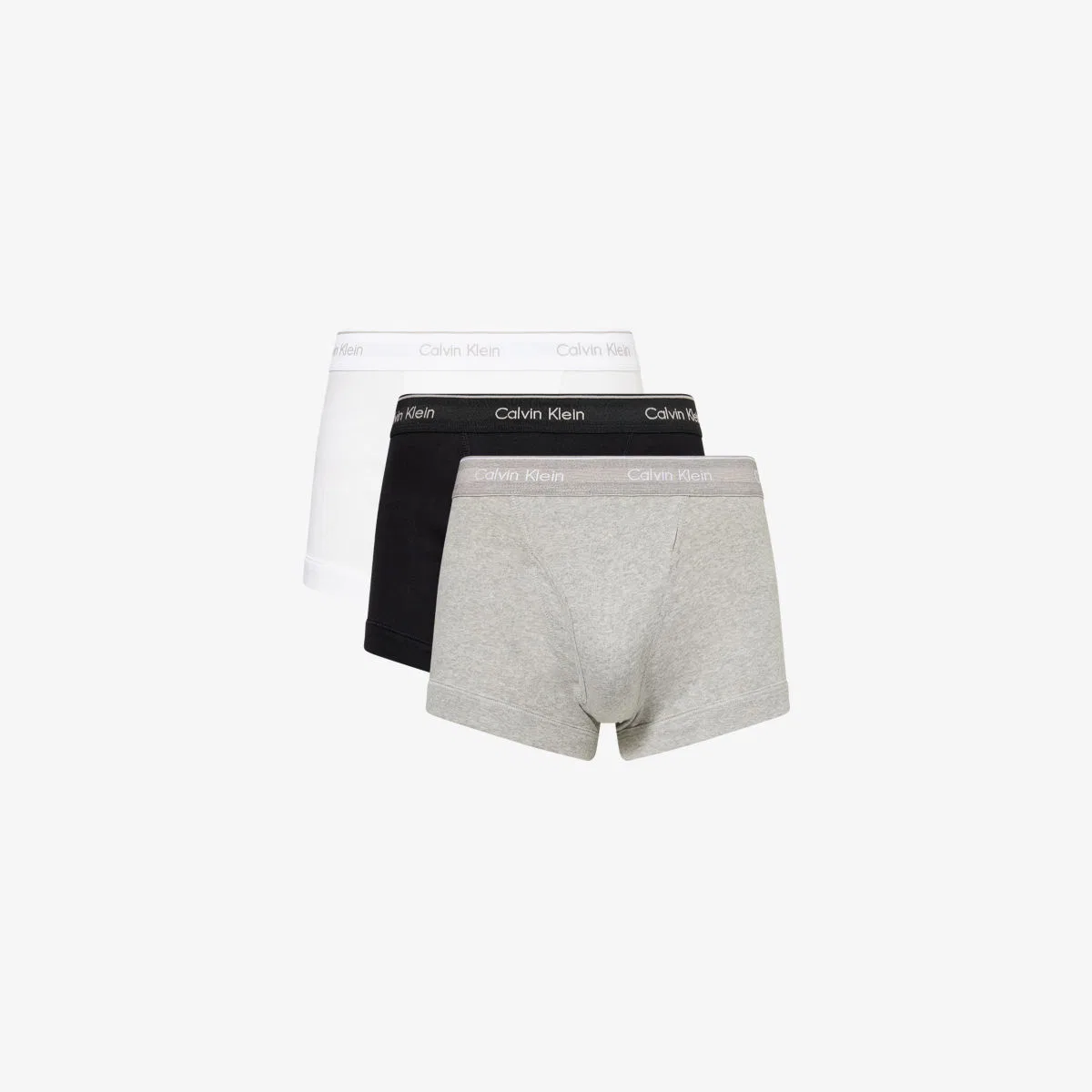Комплект из трех хлопковых трусов с фирменным поясом Calvin Klein, белый/черный/серый