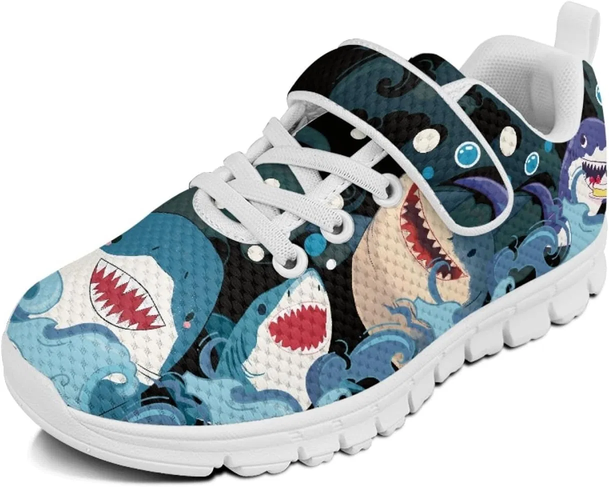 Детские кроссовки для девочек с принтом Dajingkj, Sharks White