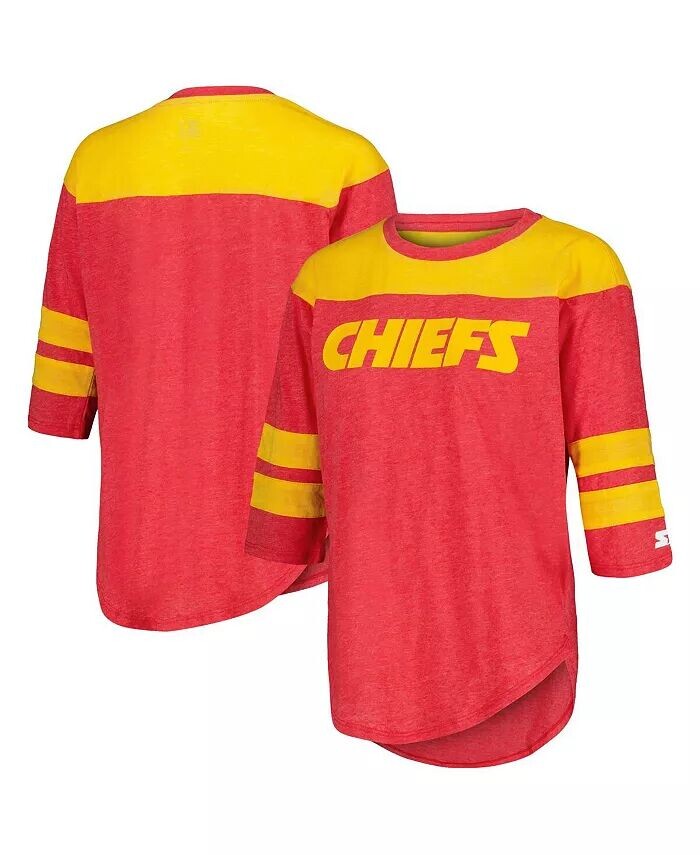 

Женская красная футболка Kansas City Chiefs Fullback Tri-Blend с рукавами 3/4 Starter, красный