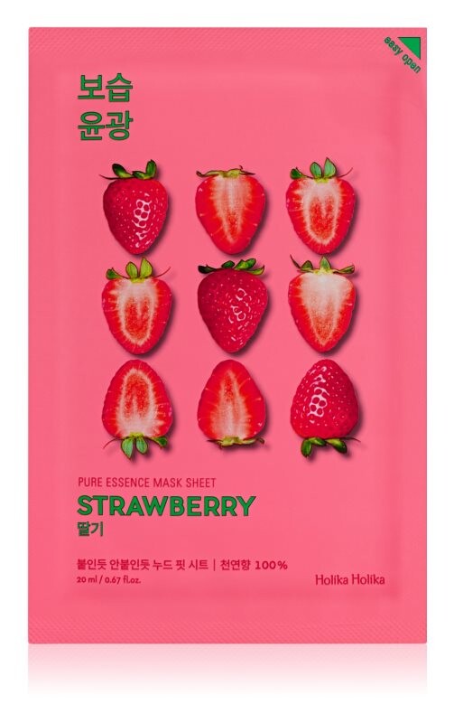 

Осветляющая тканевая маска выравнивает тон кожи Holika Holika Pure Essence Strawberry