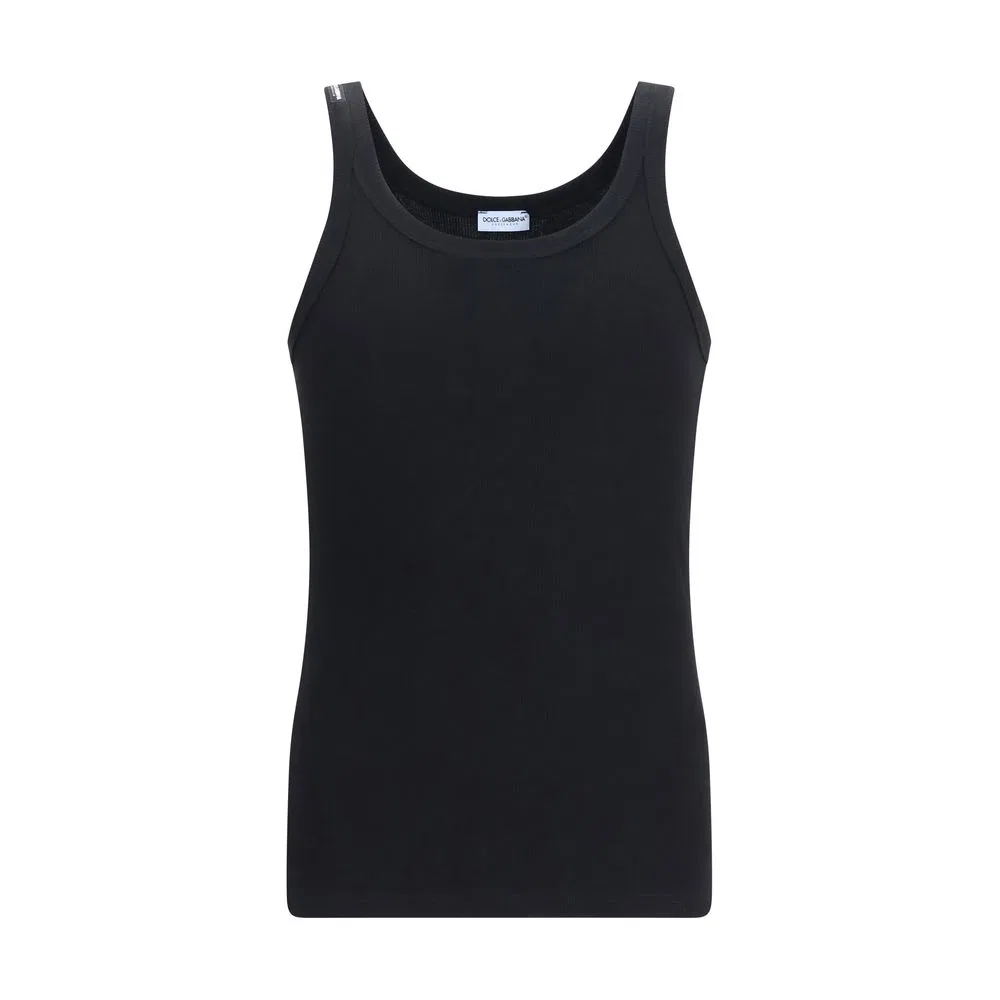Мужская футболка-борцовка из хлопка с узкими бретелями Dolce & Gabbana, Black