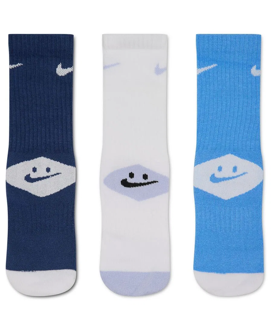 Комплект носков-слипонов с принтом смайликов, 6 пар, модель Smiley Dri-Fit Nike, Mystic Navy — фото 3