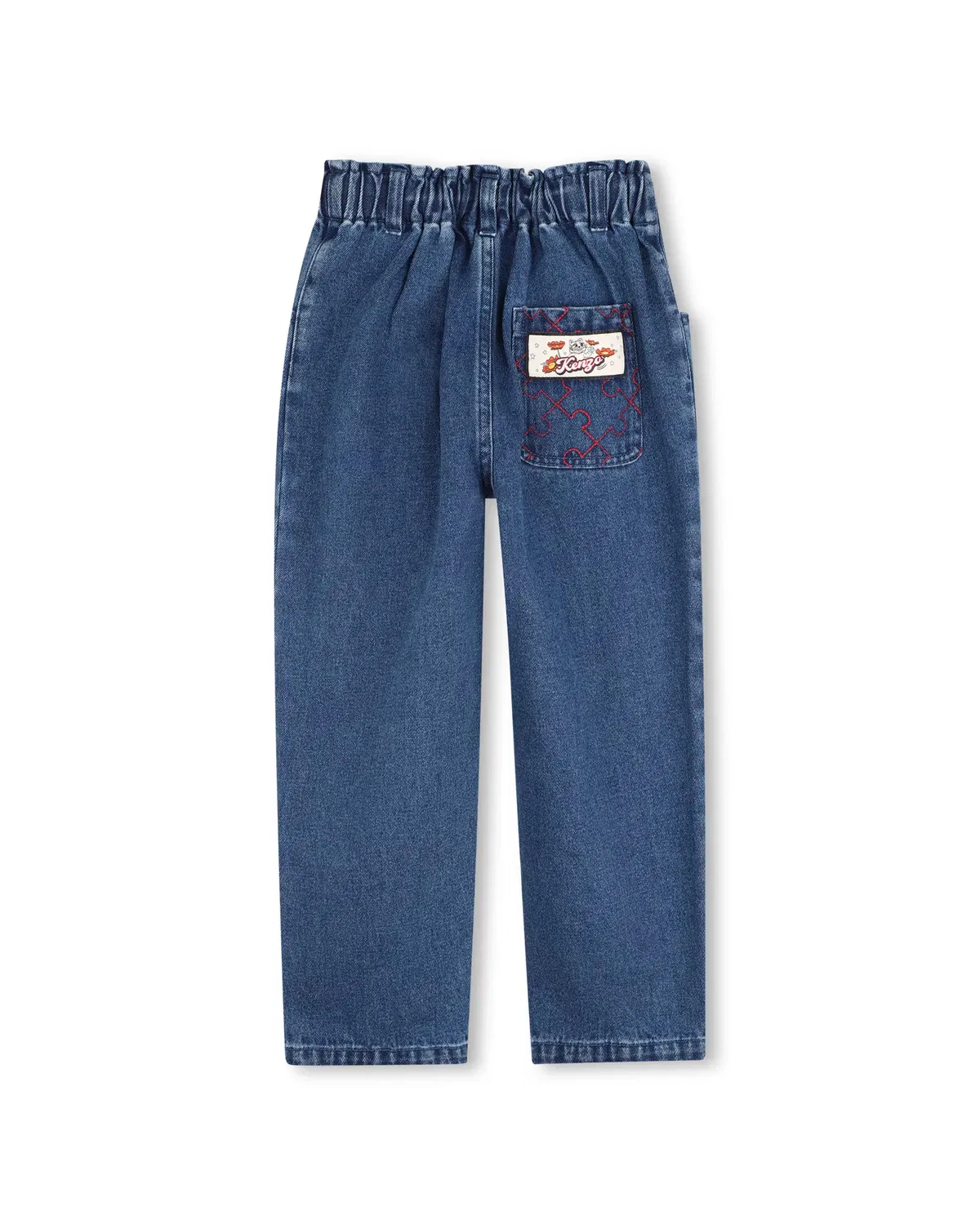 Детские джинсы для девочек с эластичным поясом Kenzo Kids, Azul — фото 3