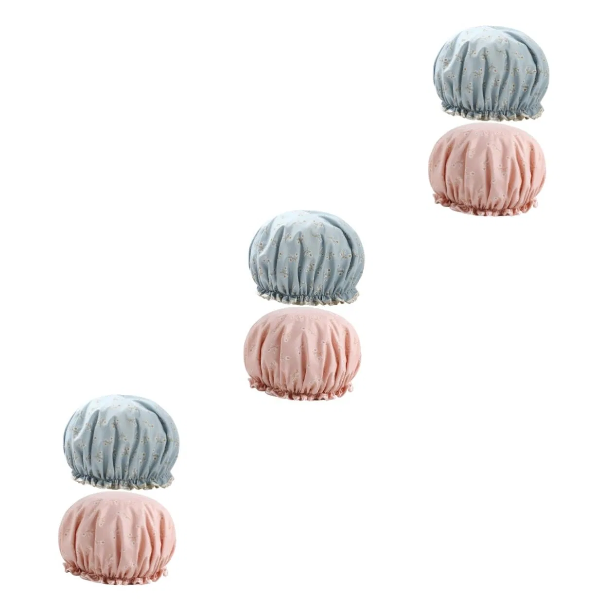 Шапочка для душа 6 Stücke Doppelschicht Druck Wasserfeste Duschhaube, FRCOLOR, Blau+Rosa, 27x11x3 cm