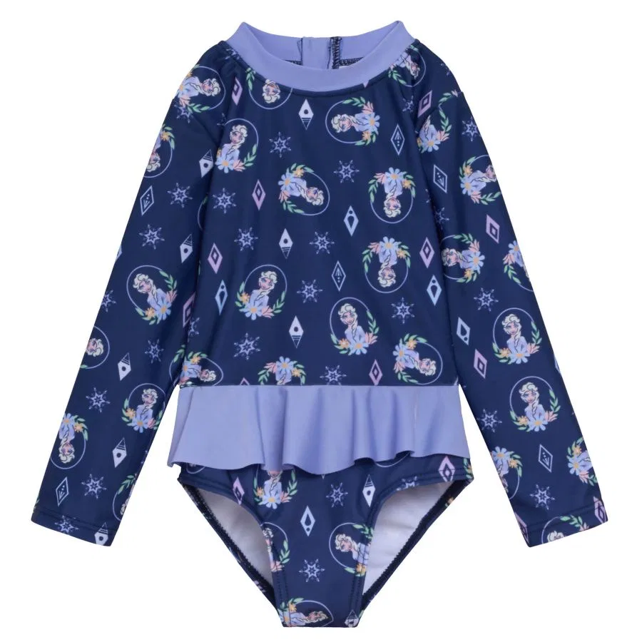 Детский купальник с длинным рукавом Frozen, Navy Elsa Snowflake