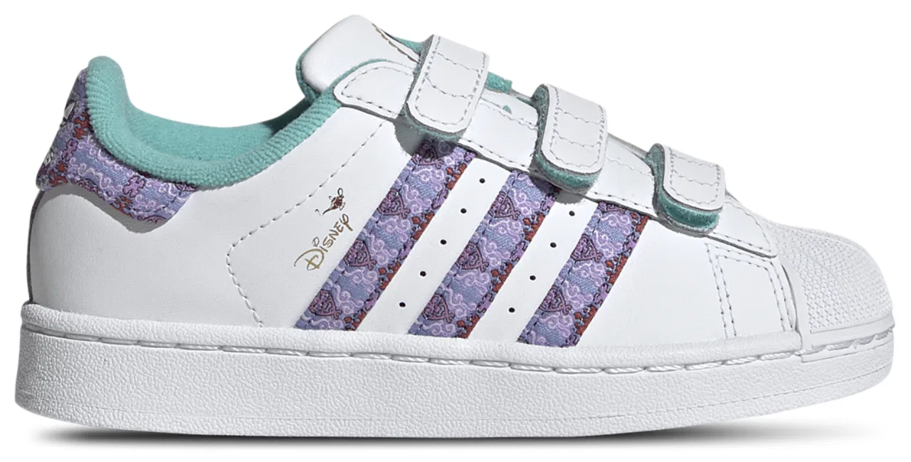 Детские кроссовки для девочек с кожаным верхом, модель Superstar, adidas, White Purple