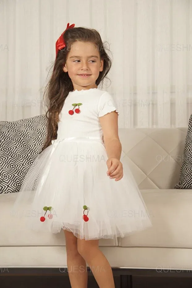 Детское платье для девочек с коротким рукавом Queshma, Short-White