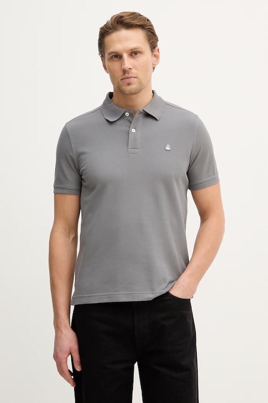 

Хлопковое поло United Colors of Benetton, серый