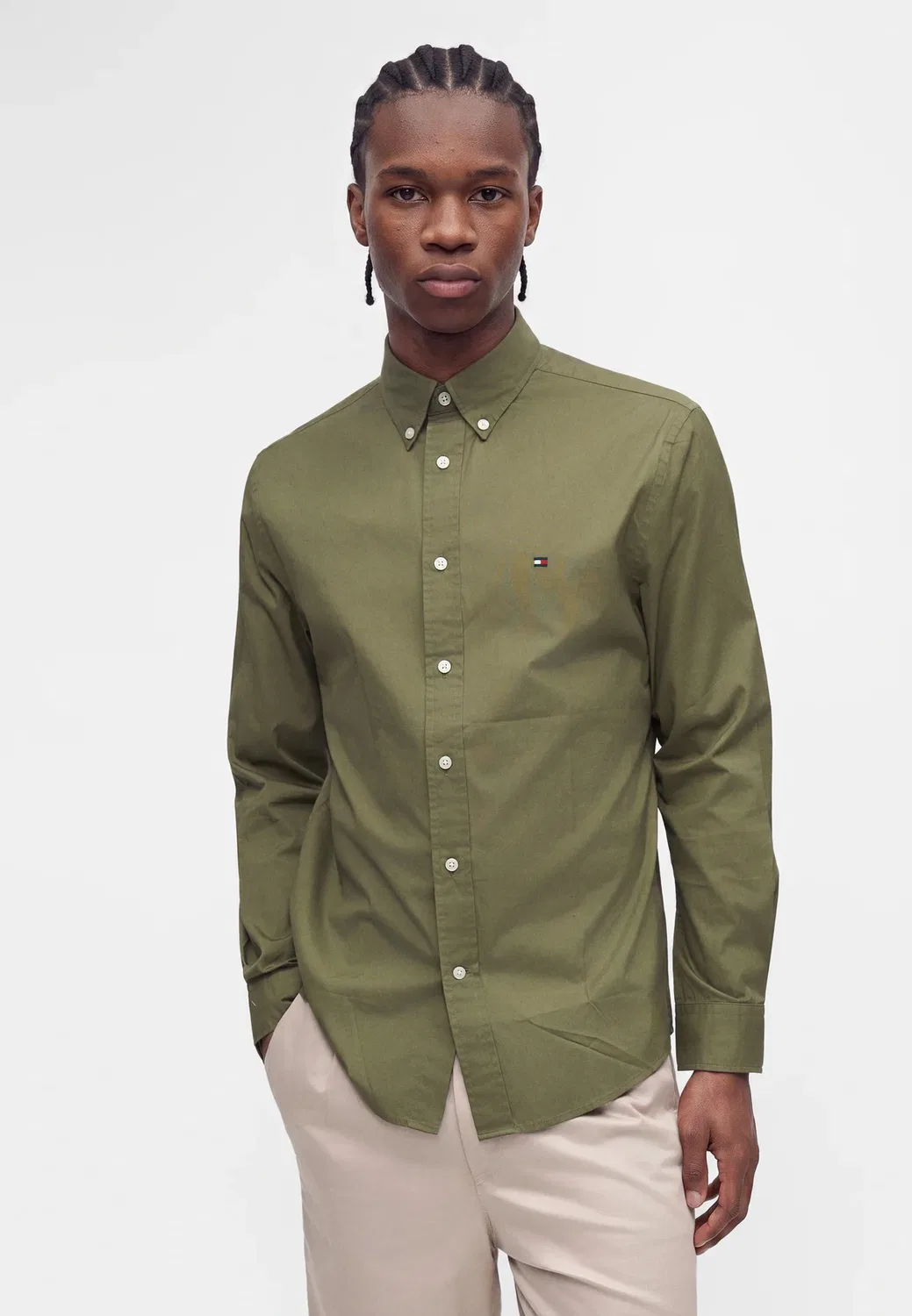 Рубашка Flex Solid - базовые элементы гардероба Tommy Hilfiger, Ghost Fern — фото 4
