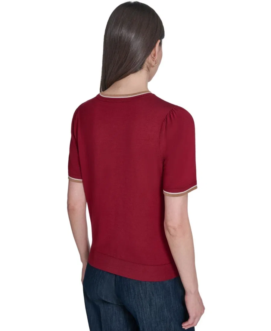 Свитер с коротким рукавом и круглым вырезом Tommy Hilfiger, Crimson Multi — фото 2