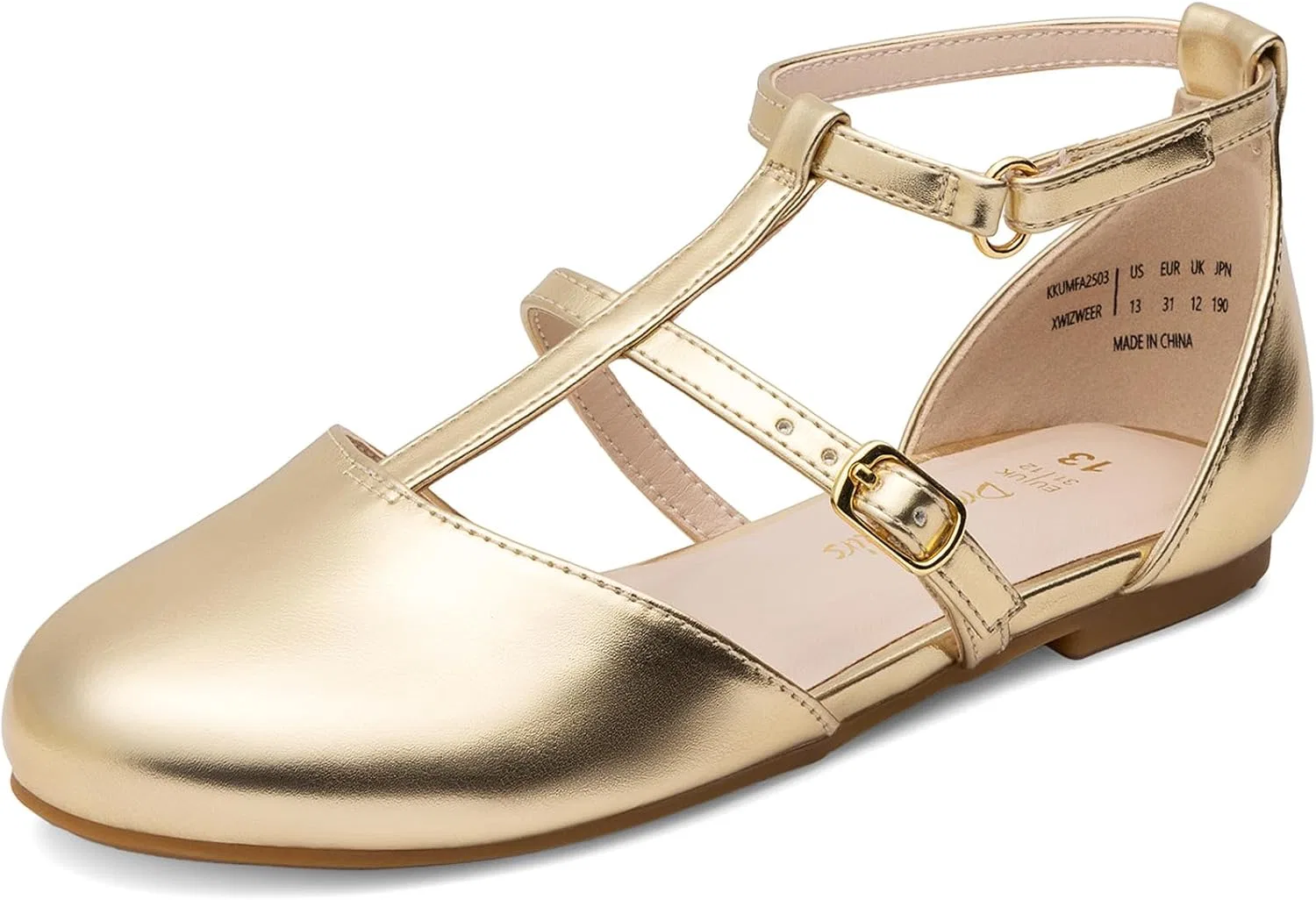 Детские балетки для девочек с регулируемым ремешком Mary Jane DREAM PAIRS, Gold
