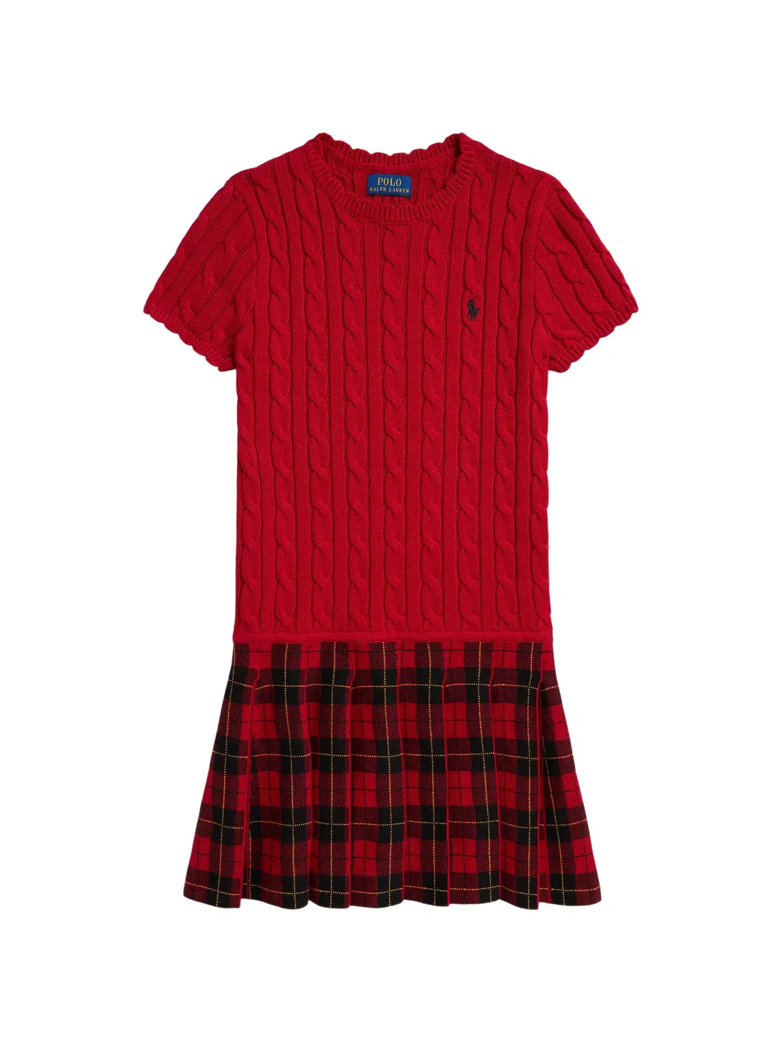 Вязаное платье с тартановой юбкой, красное Polo Ralph Lauren, красный