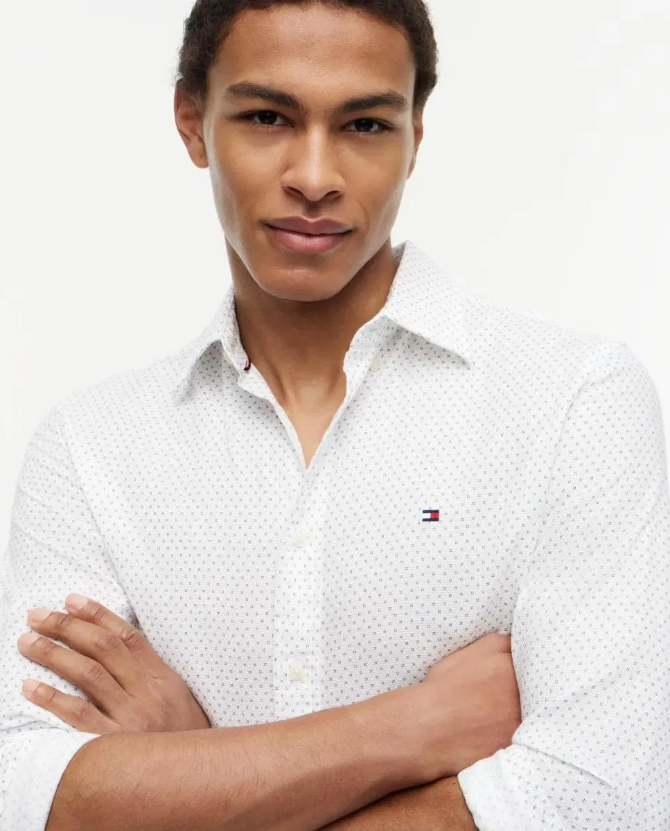 Мужская рубашка из поплина с принтом Tommy Hilfiger, Blanco — фото 3