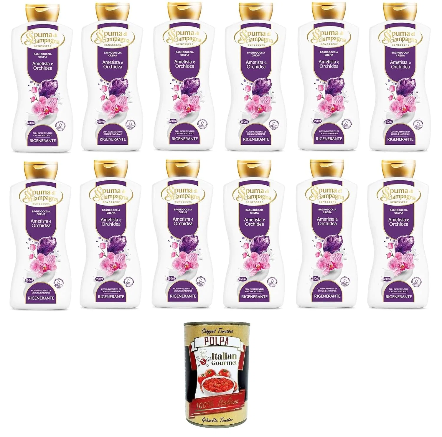 Жидкое мыло для тела Regenerating Cream Body Wash, Italian Gourmet E.R., набор 12 x 650 мл + Polpa 400 г