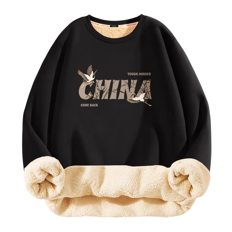 Детский свитшот с начесом MINISO, Burgundy (Chinese Crane) — фото 3