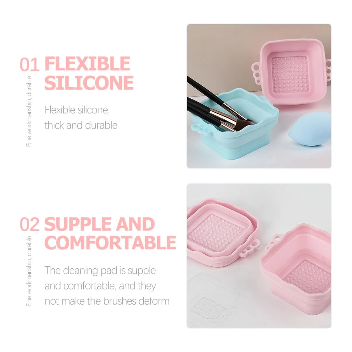 Набор для чистки кистей Silicone Brush Scrubber FRCOLOR, 2 штуки, 10.5x10.5x5 см — фото 4