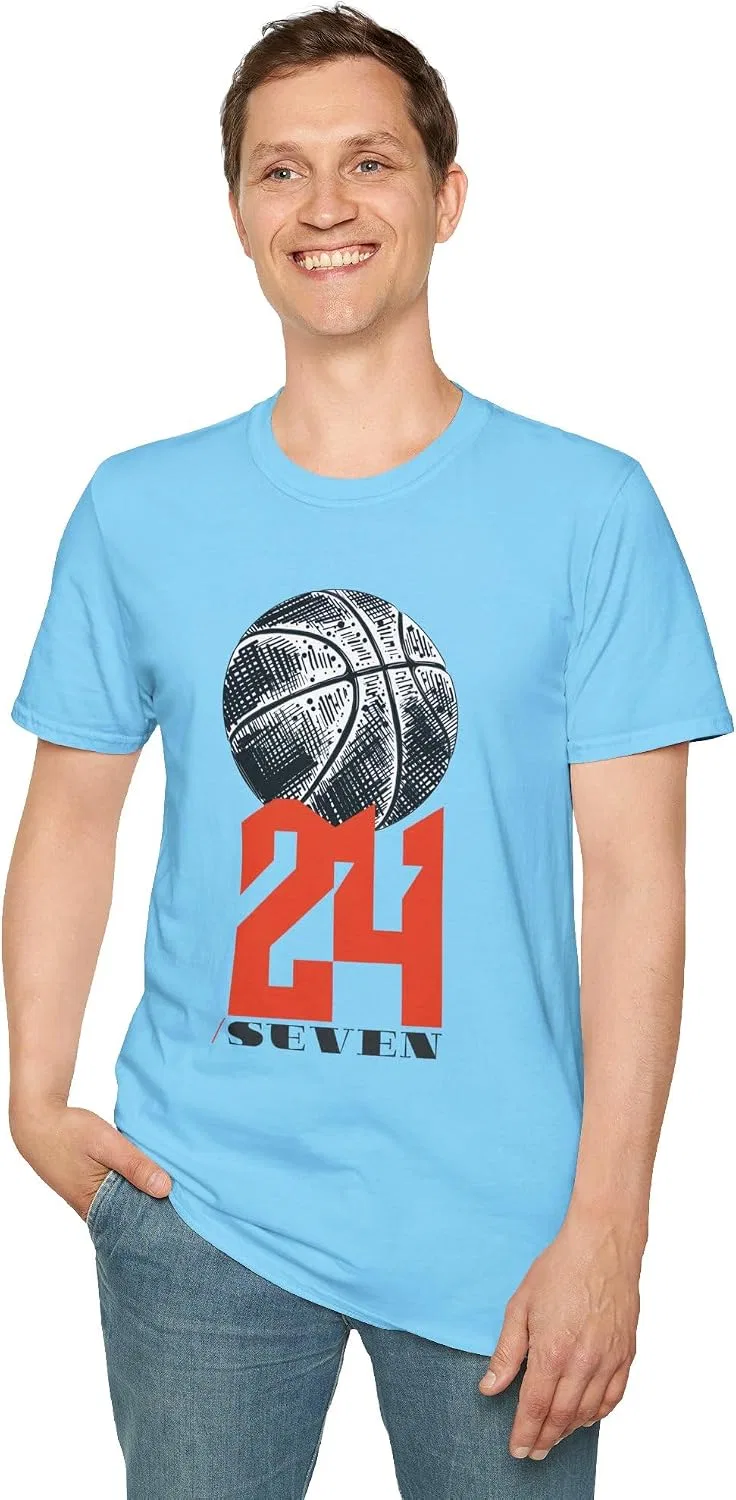 Унисекс футболка с принтом 24/7 Basketball Gildan, Sky — фото 2