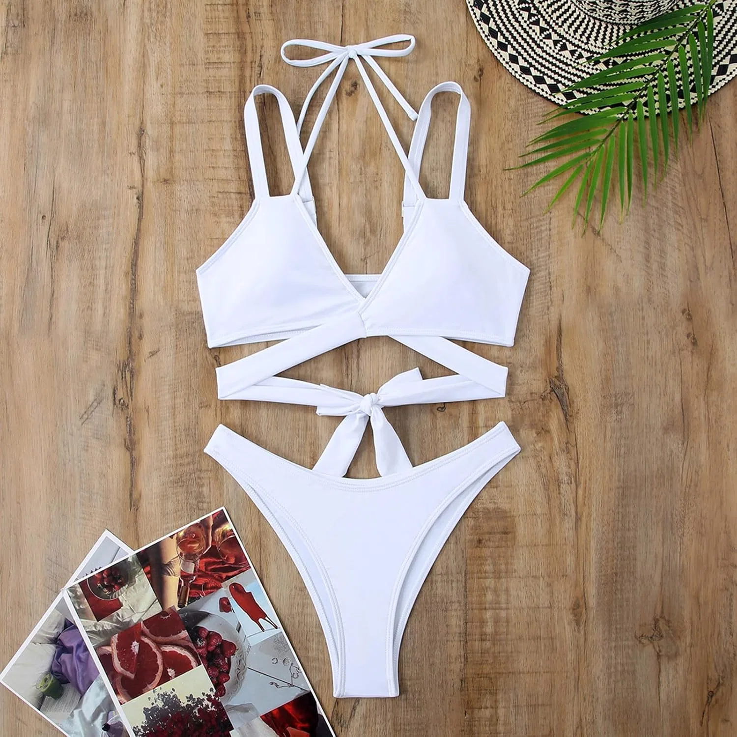 Женский купальный костюм с эффектом утяжки Two Piece, White — фото 4