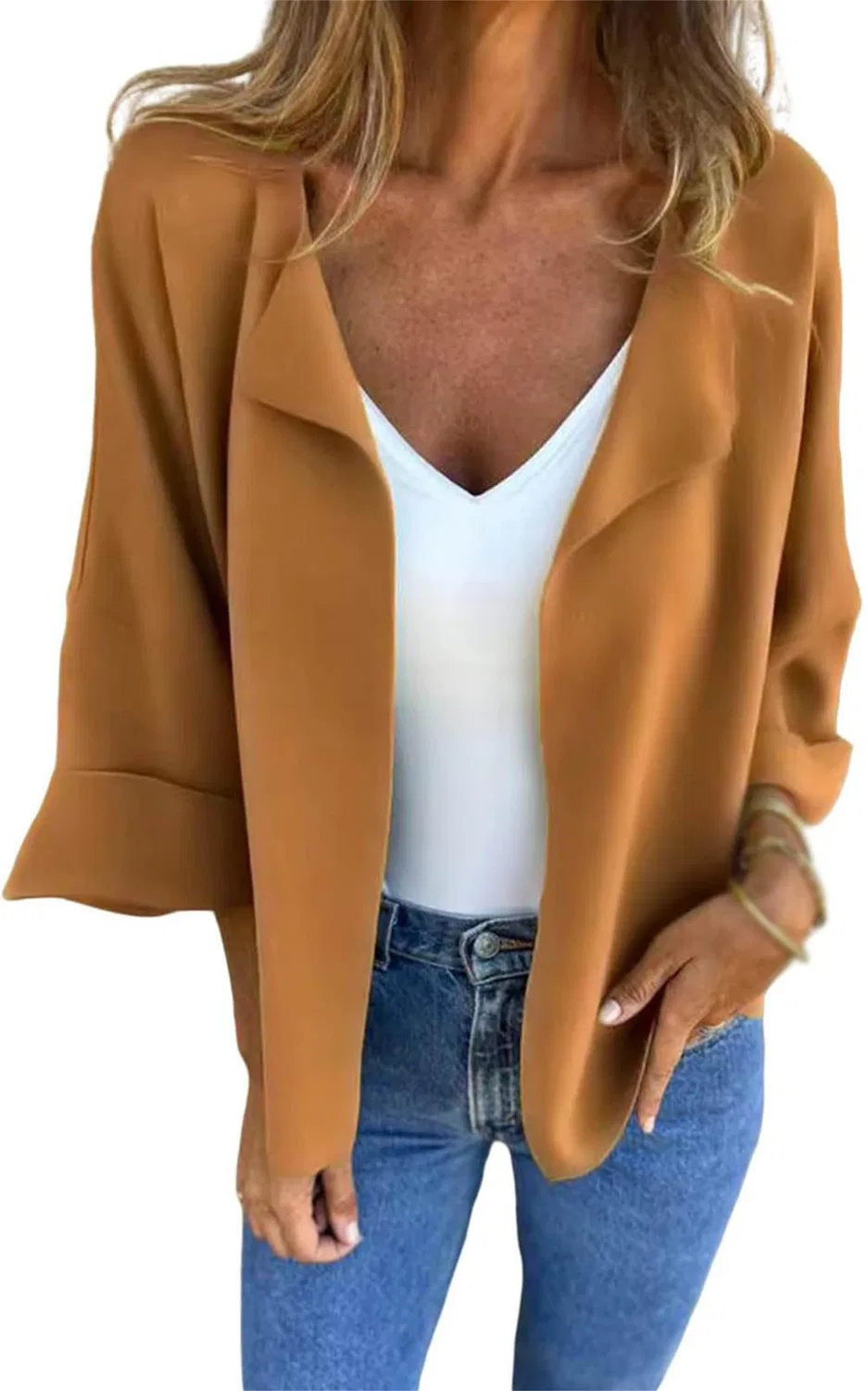 Женское пальто без пуговиц из искусственной замши Solido Moda Donna, cachi