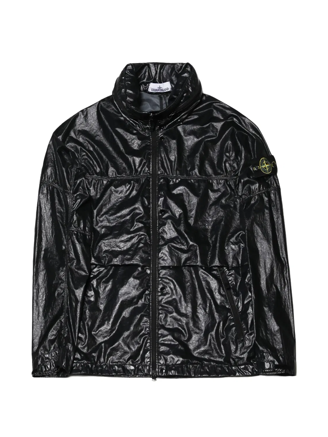 Куртка с жатым эффектом и логотипом Stone Island, черный