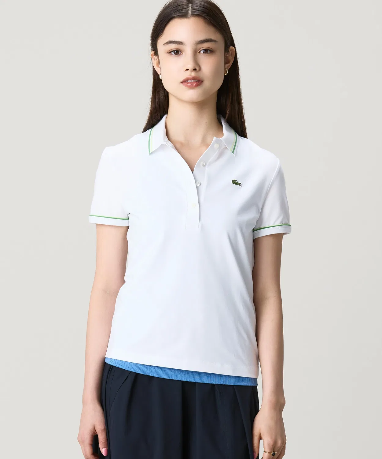 Женский поло с длинным рукавомSlim Fit LACOSTE, Navy — фото 3