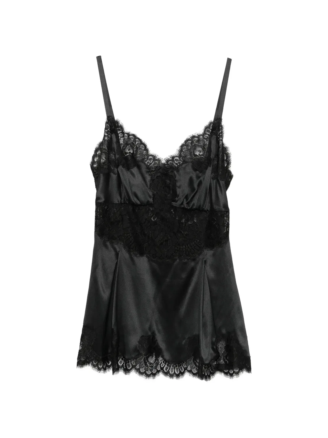 Атласный топ с кружевом Dolce & Gabbana, черный