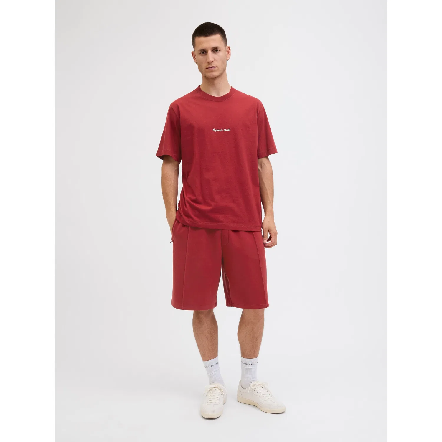 Детская хлопковая футболка с круглым вырезом Jack & Jones, Tibetan Red — фото 4