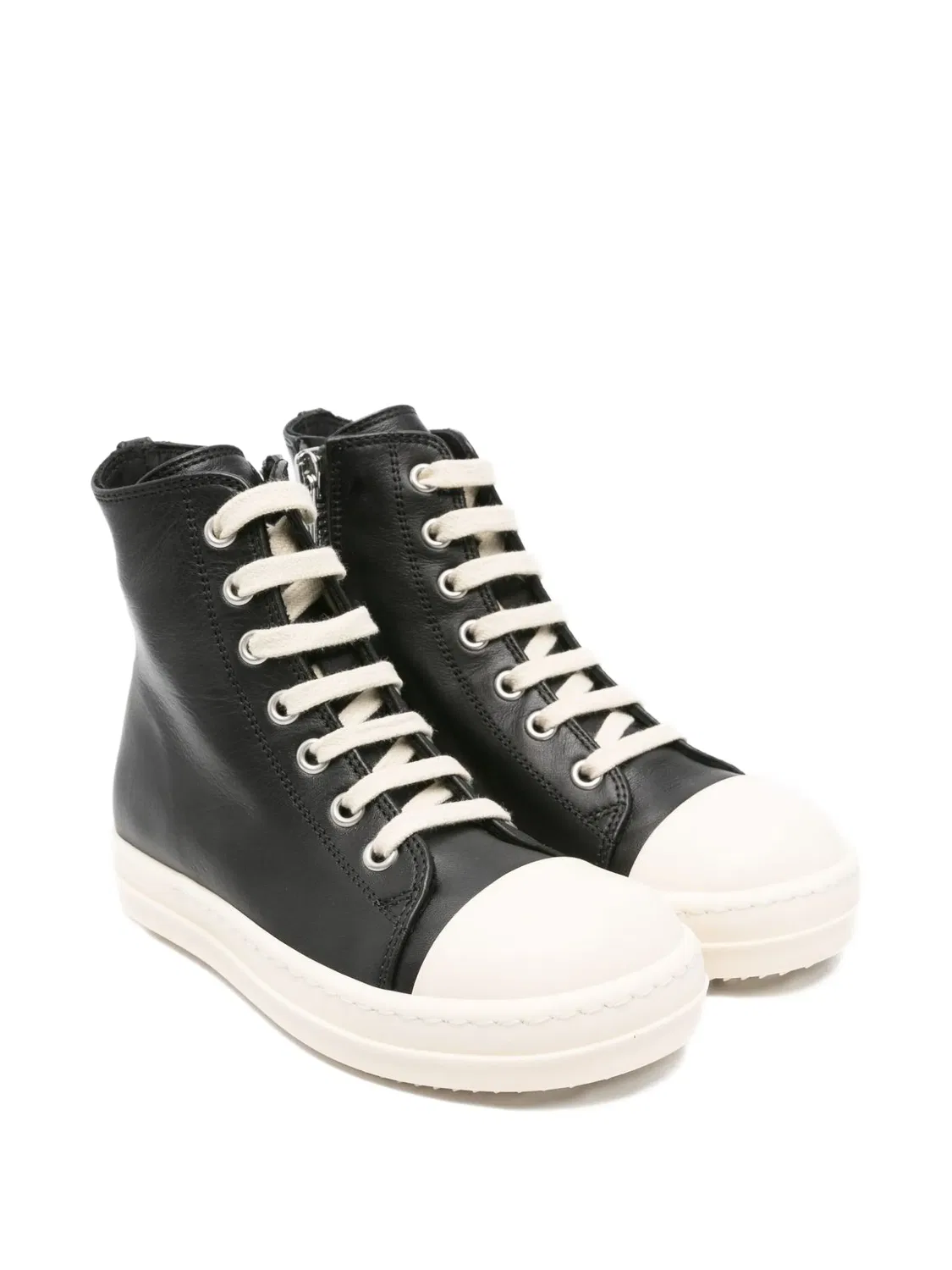 Высокие кожаные кеды черного цвета Rick Owens, черный