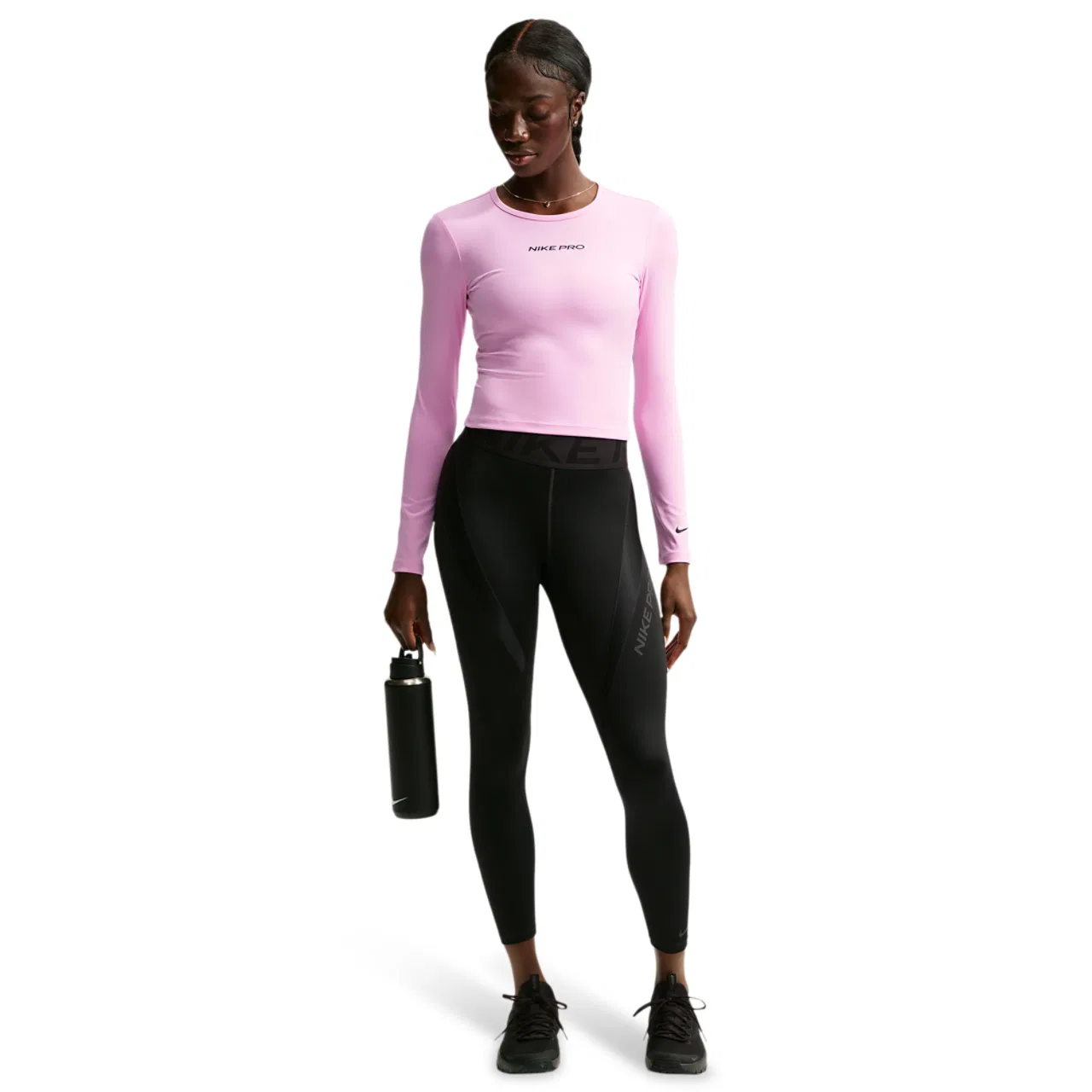 Женский топ Nike Pro Sculpt LS, Pink Rise/Black — фото 3