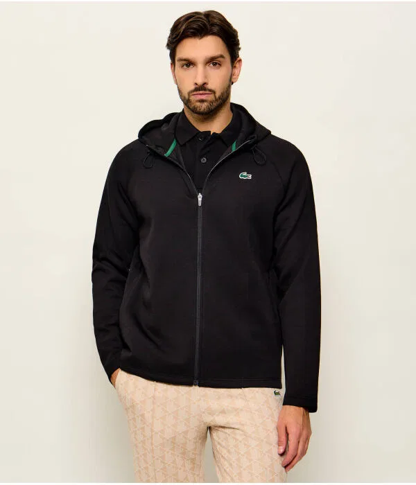 Мужская фуфайка с капюшоном на молнии Lacoste, черный