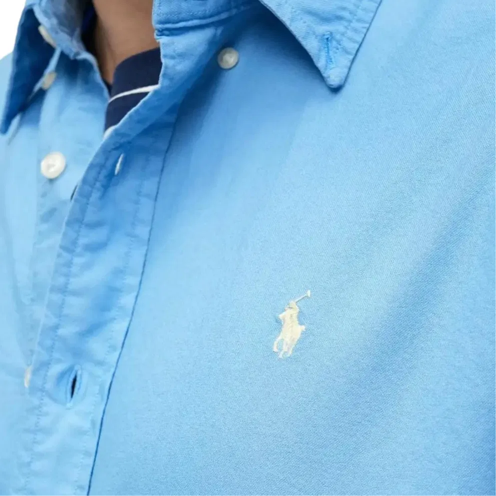 Мужская рубашка с пуговицами и вышитым логотипом Polo Ralph Lauren, Blue — фото 3