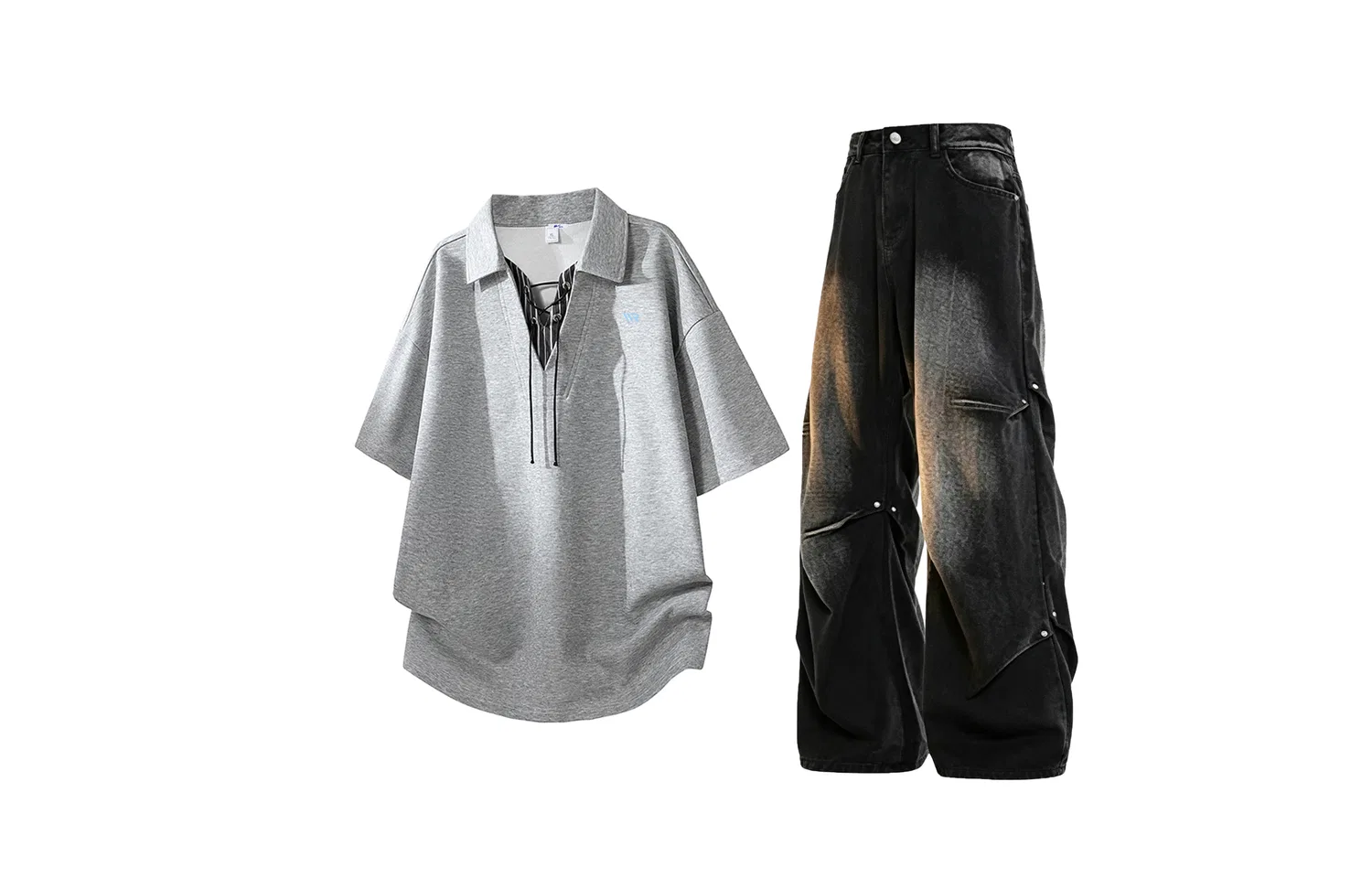 Спортивный комплект для девочек с отложным воротником Heather Gray Black Gray WARRIOR