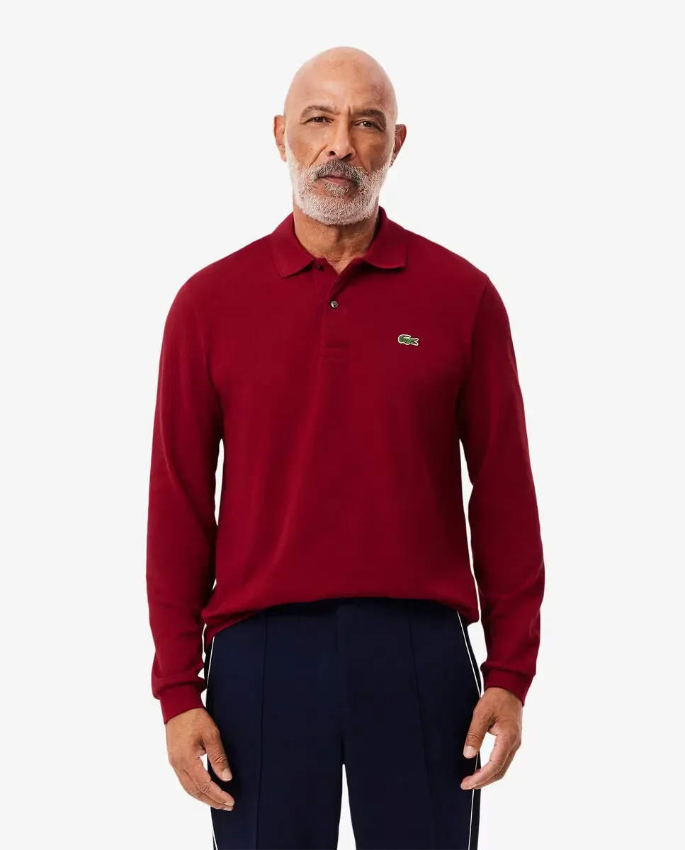 Мужское поло классического кроя с длинными рукавами Lacoste, красный