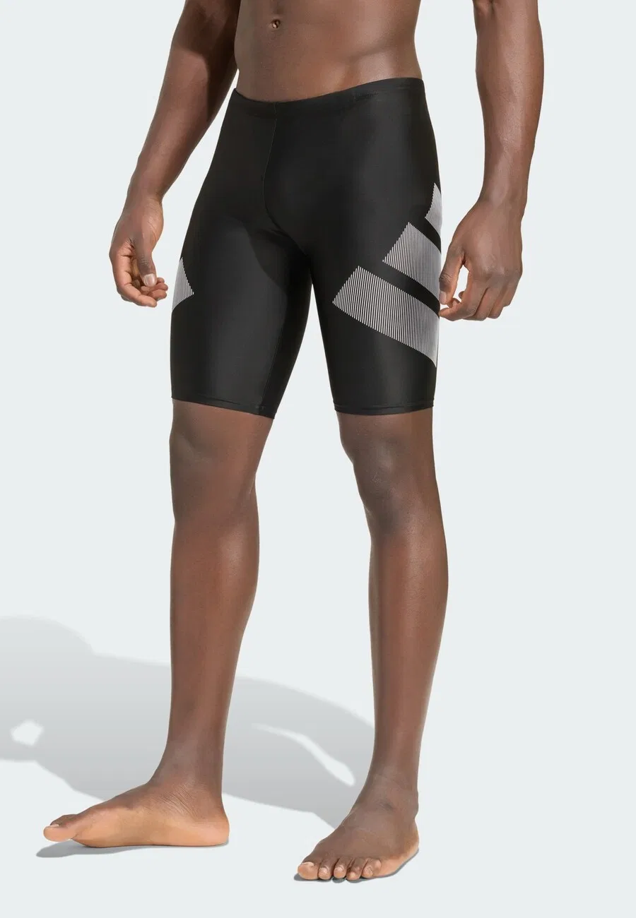 Плавки-шорты ADIDAS PERFORMANCE Athletic Swim Trunks 'Big Bars' черного цвета — фото 2