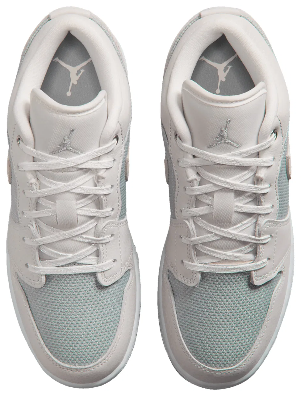 Детские кроссовки для мальчиков с кожаным верхом Jordan Air Jordan 1 Low SE, Soft Pearl Light Smoke Grey Off White — фото 4