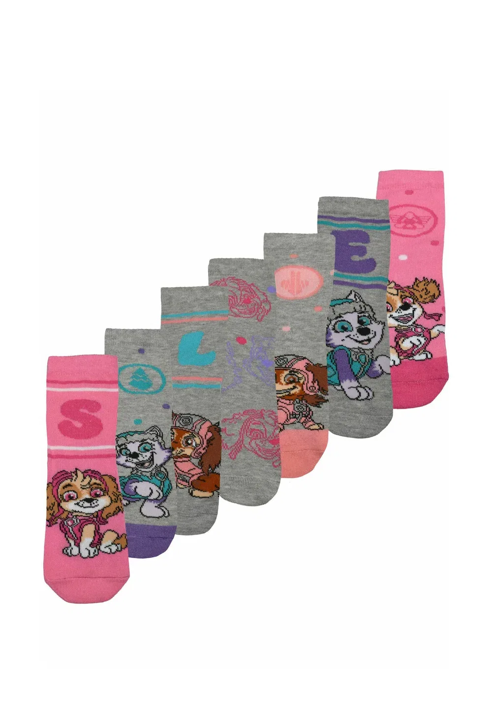 7Er Pack Socken Socken Socken Söckchen - носки Paw Patrol, Grau Pink — фото 3