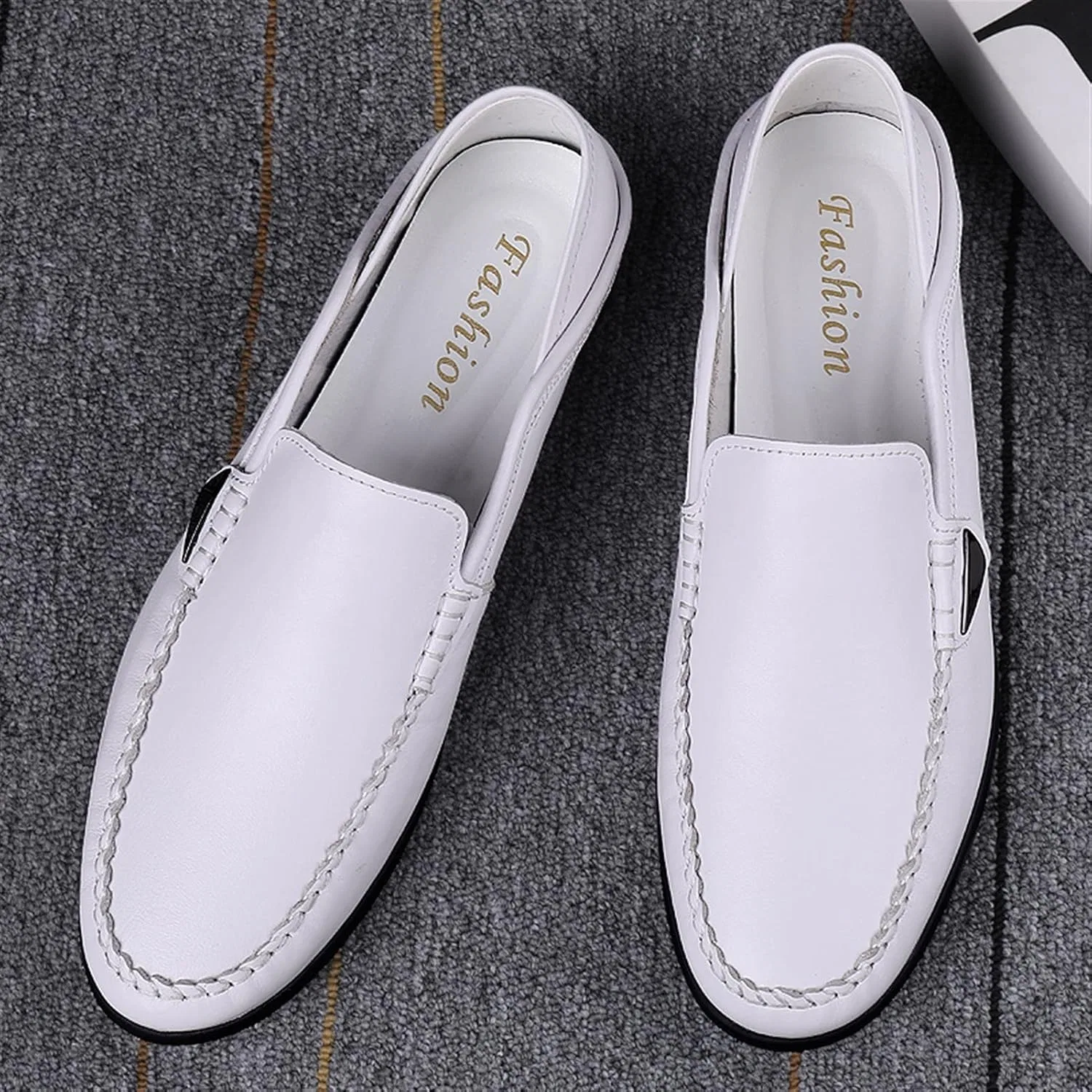 Мокасины мужские Leather Resistant Comfortable Flat Heel Prom Slip On, белый — фото 3