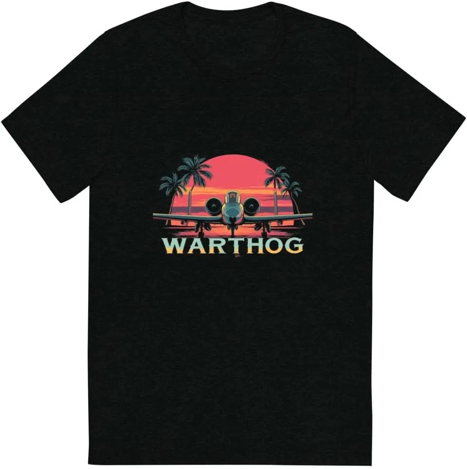 Мужская футболка с принтом A-10 Thunderbolt Warthog, Solid Black Triblend