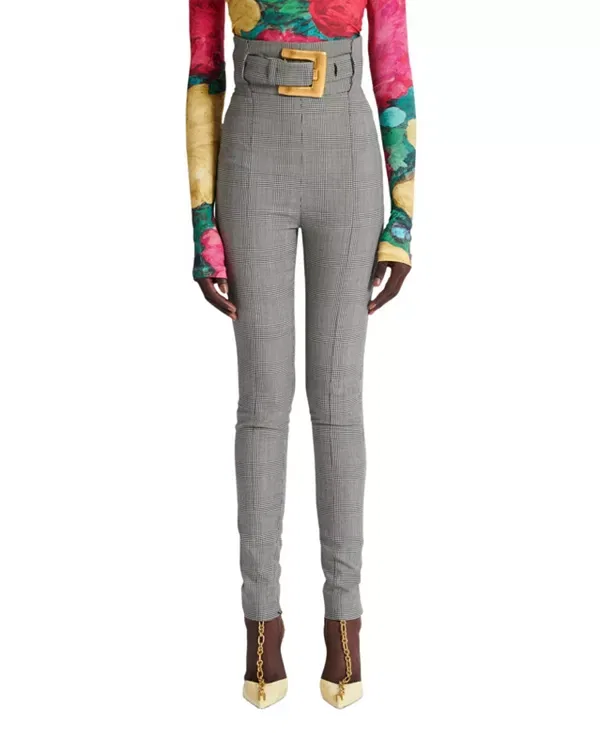 Женские брюки с принтом Stretch Trousers In Prince Of Wales Jacquard Balmain, черный