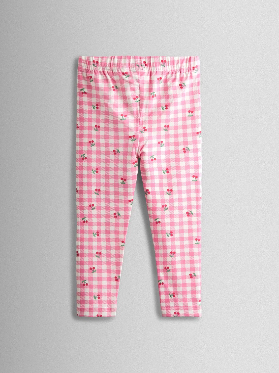 Леггинсы двойные, Cherry gingham и зеленая полоска, JoJo Maman Bébé, розовый вишня — фото 4