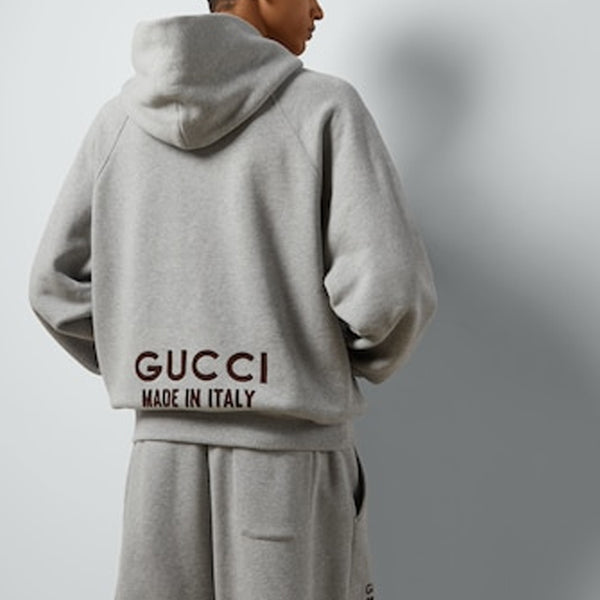 Толстовка cotton hooded sweatshirt with print 'grey' Gucci, серый — фото 2