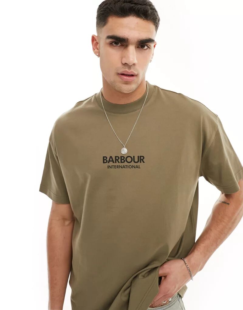 

Объемная футболка цвета хаки Barbour International Formula эксклюзивно для asos