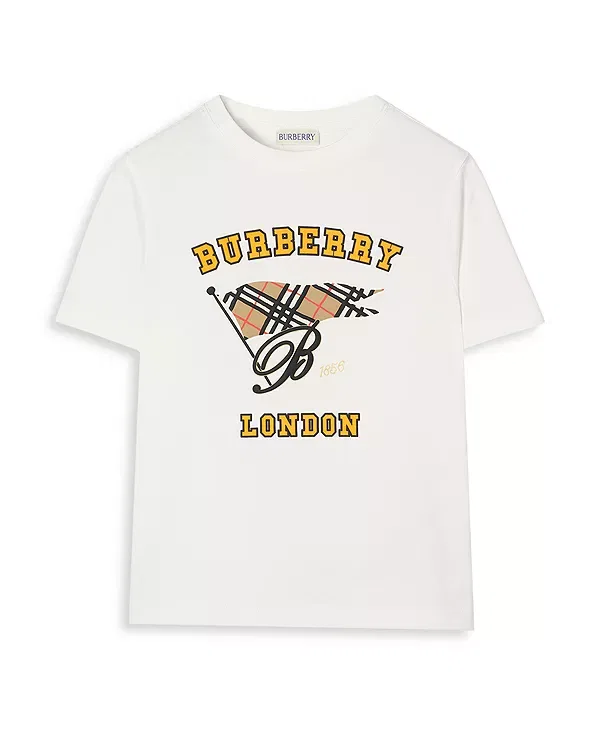 Детская футболка для мальчиков с принтом Burberry, Chalk White